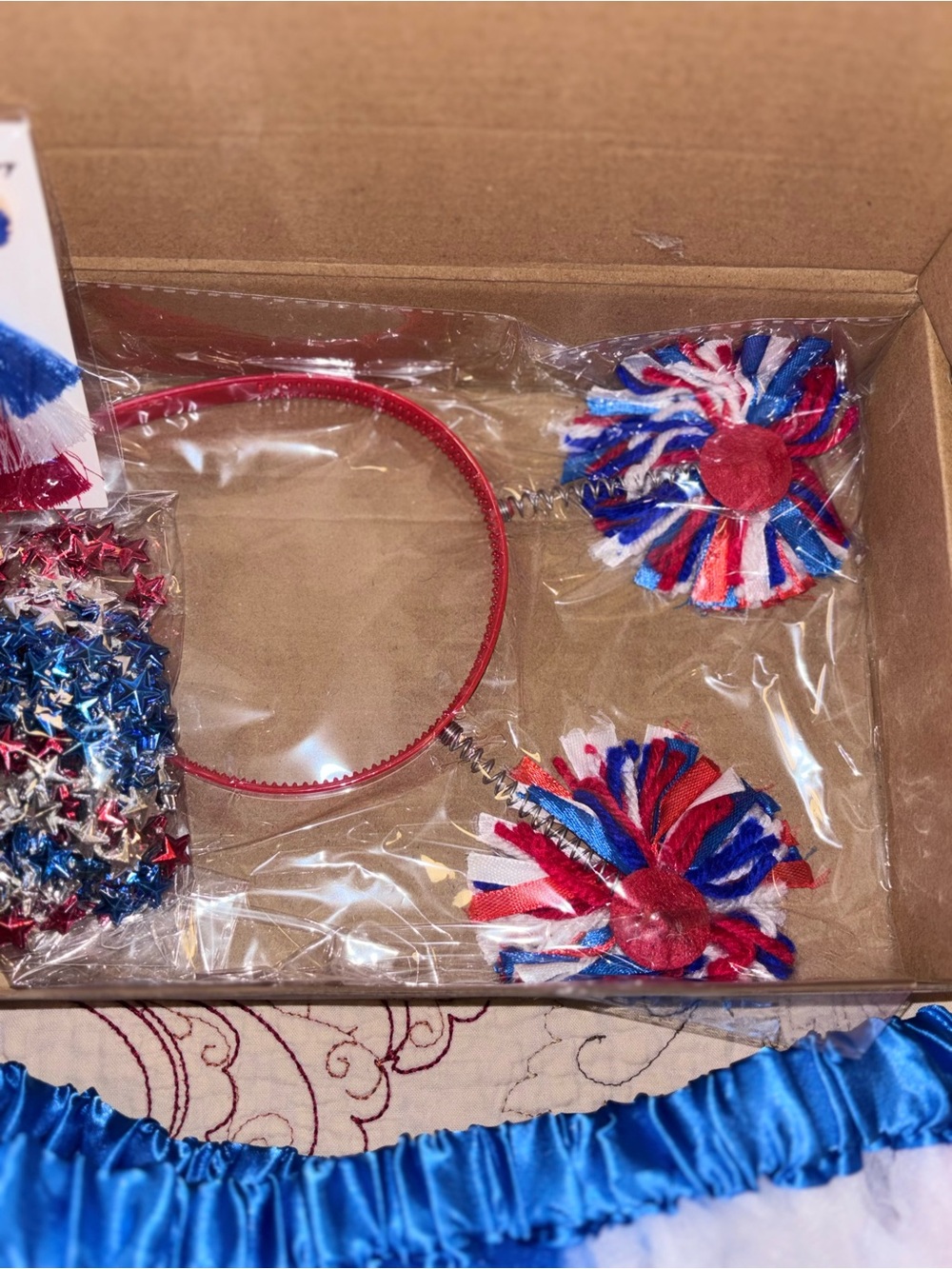New! 6 Pcs 4th of July Tutu Set With  Red White and Blue Accessories - Picture 10 of 11